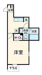 ラフィーナー松戸 1階1Kの間取り