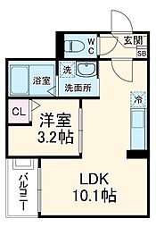 Jack shioike I 2階1LDKの間取り