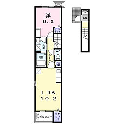 クラスペディアＢ 2階1LDKの間取り