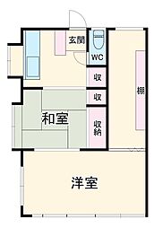 第二ヤマリハイツ 1階2Kの間取り