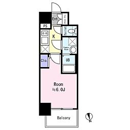 エスリード難波AGREA 14階1Kの間取り