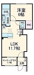 アルビコッカ 1階1LDKの間取り