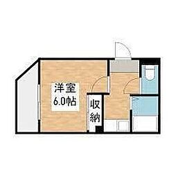 プロクシィスクエア安田通 4階1Kの間取り