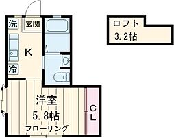 ヴィレッジ　トミー 1階1Kの間取り