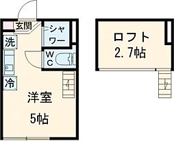 ハーモニーテラス仲宿V 1階ワンルームの間取り