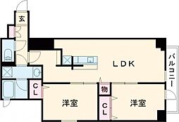 都営新宿線 菊川駅 徒歩8分の賃貸マンション 7階2LDKの間取り