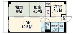 JR中央本線 新守山駅 徒歩14分の賃貸マンション 5階3LDKの間取り