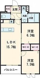 Stadt Nerima-kasugacho 3階2LDKの間取り