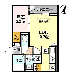 メルヴェーユ　II 3階1LDKの間取り
