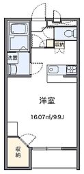 レオパレスエスポアールIII 2階1Kの間取り