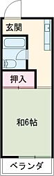 第一城山ハイツ 3階1Kの間取り