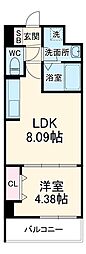 オルフェア都島 1階1LDKの間取り