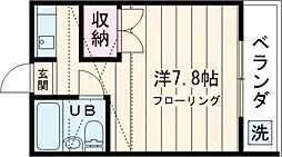 ヴィラＡ 2階ワンルームの間取り
