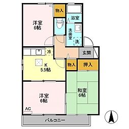 ロイヤルビュー太田　Ｃ 1階3Kの間取り