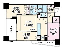 京急本線 横須賀中央駅 徒歩4分の賃貸マンション 9階2SLDKの間取り