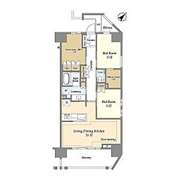 京急本線 横須賀中央駅 徒歩4分の賃貸マンション 8階2SLDKの間取り
