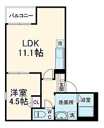 Jack aichiI 2階1LDKの間取り
