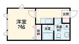 JR横浜線 橋本駅 徒歩12分の賃貸アパート 2階1Kの間取り