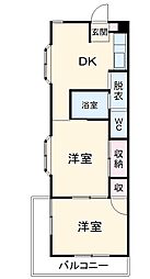 洋光台コープ今井 2階2DKの間取り