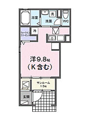 JR武豊線 半田駅 徒歩3分の賃貸アパート 1階ワンルームの間取り