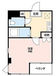 小田急小田原線 鶴川駅 徒歩30分の賃貸マンション 3階1Kの間取り