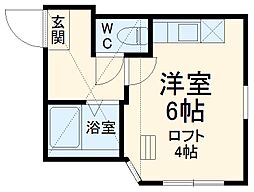 ユナイト港南アンシャンテ 2階ワンルームの間取り