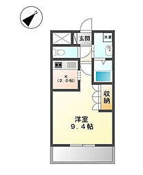 シエル・エスコート 1階1Kの間取り