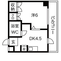 ネスパルド雅 3階1DKの間取り