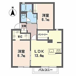 豊橋鉄道東田本線 赤岩口駅 徒歩18分の賃貸アパート 1階2LDKの間取り