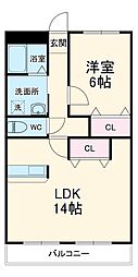 RIKIMATU 2階1LDKの間取り
