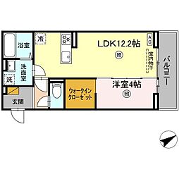 ハニー 3階1LDKの間取り