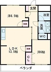 寺澤ハイツ 4階2LDKの間取り