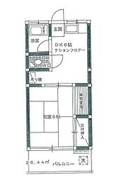 コーポ保谷 2階1DKの間取り