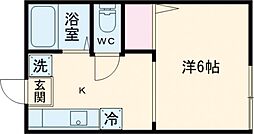 クレール玉川学園Ｂ 1階1Kの間取り