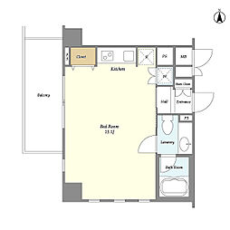 JR山手線 目黒駅 徒歩1分の賃貸マンション 11階ワンルームの間取り