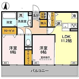 JR高崎線 高崎駅 徒歩20分の賃貸アパート 3階2LDKの間取り