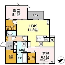 D’s LIEN (ディーズリアン)　C 1階2LDKの間取り