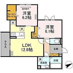 D’s LIEN (ディーズリアン)　C 1階2LDKの間取り