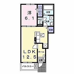 JR両毛線 前橋大島駅 徒歩26分の賃貸アパート 1階1LDKの間取り