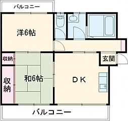野崎ビル 2階2DKの間取り