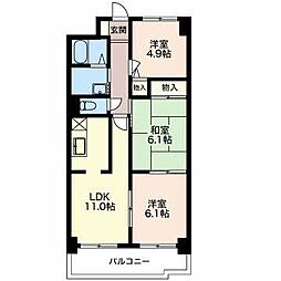 JR東海道本線 西岐阜駅 徒歩11分の賃貸アパート 4階3LDKの間取り