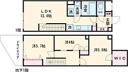 京王線 八幡山駅 徒歩8分の賃貸マンション 地下1階3LDKの間取り