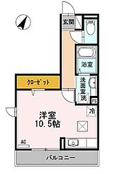 ヴィーブル草薙 3階ワンルームの間取り