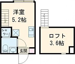 Comfort 天照 2階ワンルームの間取り