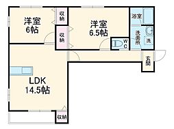 ＹＳ4739 3階2LDKの間取り