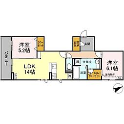 D’s LIEN (ディーズリアン)　C 202 2階2LDKの間取り