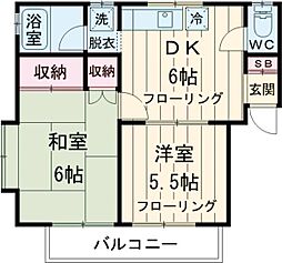 ハビタ 1階2DKの間取り