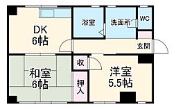 田中ビル 2階2DKの間取り