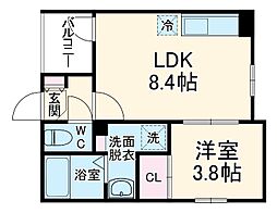 ハーモニーテラス新守町 101 1階1Kの間取り