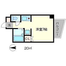 グレース大宮 3階1Kの間取り